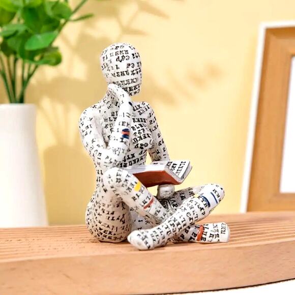 Reading Woman Sitting Crossed Legged Figurine For Readers or Writers - Picture 5 of 7
